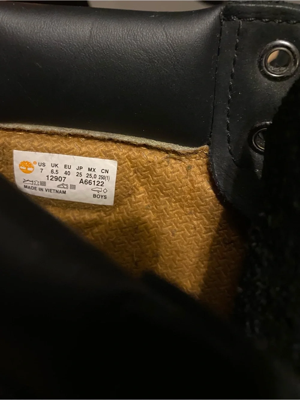 Timberland Black Kids Lace-Up Boots with Tan Lining